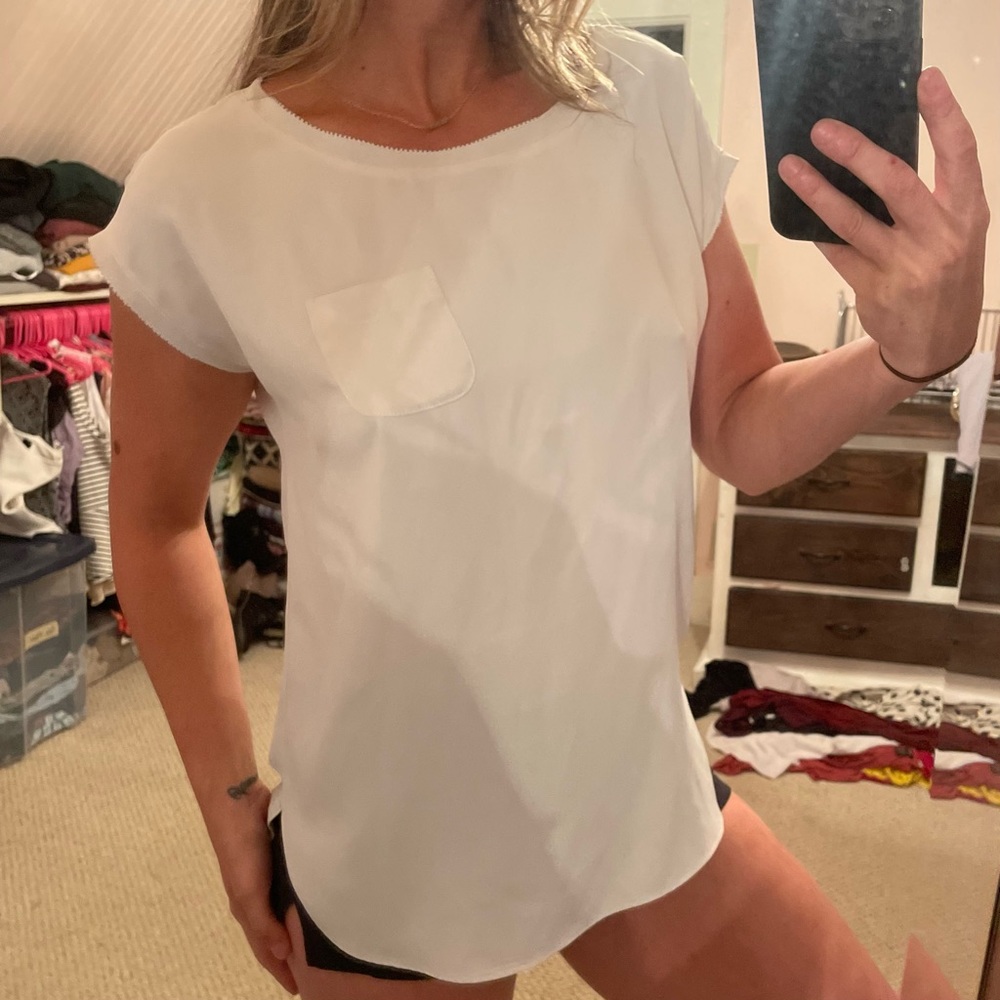 Loft White Chiffon Top